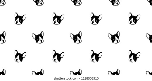 Dog seamless pattern french bulldog vector tile background scarf isolated wallpaper cartoon illustration graphic