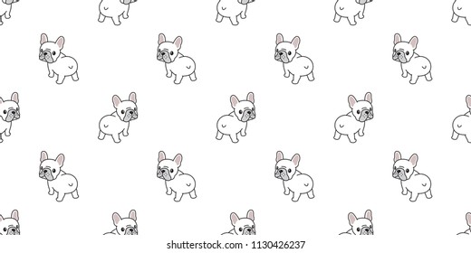 Dog seamless pattern french bulldog vector tile background scarf isolated wallpaper illustration cartoon