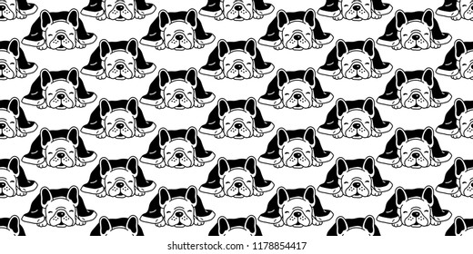 Dog seamless pattern french bulldog vector sleeping blanket Christmas cartoon illustration scarf isolated repeat wallpaper tile background