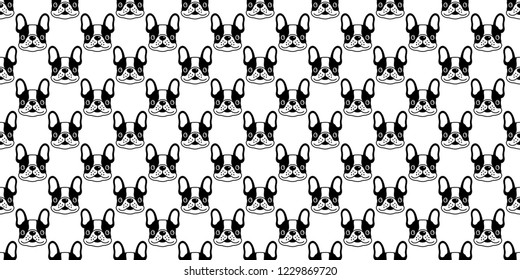 Dog seamless pattern french bulldog vector cartoon illustration scarf isolated tile background repeat wallpaper gift wrap paper