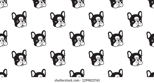 Dog seamless pattern french bulldog vector scarf isolated cartoon tile background repeat wallpaper black