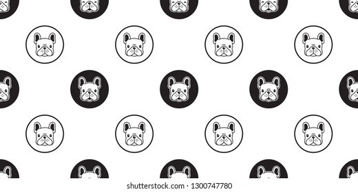 Dog seamless pattern french bulldog vector scarf isolated polka dot cartoon tile background repeat wallpaper white