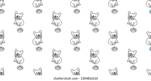 Dog seamless pattern french bulldog vector toy scarf isolated cartoon repeat wallpaper tile background doodle