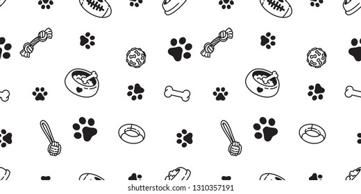 Dog seamless pattern french bulldog vector paw bone food bowl toy scarf isolated repeat wallpaper tile background illustration doodle