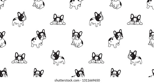 Dog seamless pattern french bulldog vector scarf isolated cartoon repeat wallpaper tile background illustration