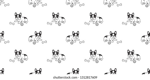 Dog seamless pattern french bulldog vector scarf isolated puppy cartoon repeat background tile wallpaper illustration