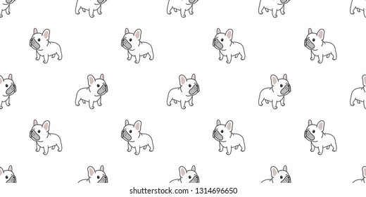 Dog seamless pattern french bulldog vector scarf isolated puppy cartoon illustration tile background repeat wallpaper white