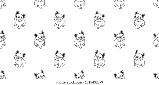 Dog seamless pattern french bulldog vector scarf isolated puppy sitting cartoon illustration tile background repeat wallpaper doodle white