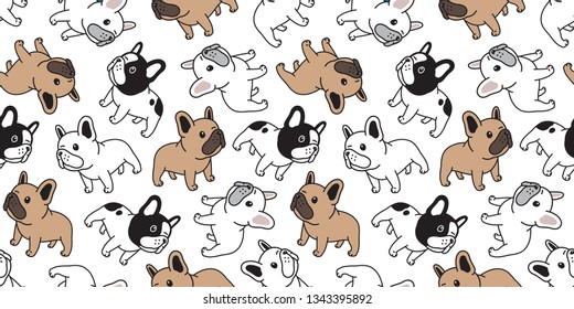 Dog seamless pattern french bulldog vector scarf isolated puppy cartoon illustration tile background repeat wallpaper doodle