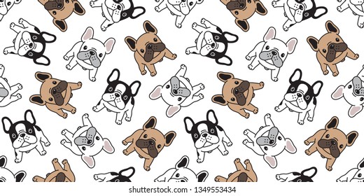 Dog seamless pattern french bulldog vector pet scarf isolated puppy cartoon illustration tile background repeat wallpaper