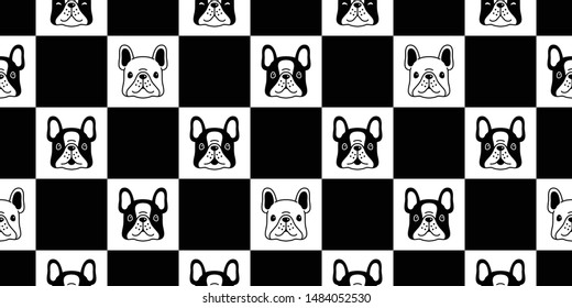 dog seamless pattern french bulldog checked vector cartoon scarf isolated tile background repeat wallpaper doodle illustration design