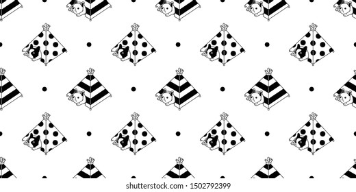 dog seamless pattern french bulldog vector tent house sleeping bone toy cartoon scarf isolated tile background stripes polka dot repeat wallpaper doodle illustration design