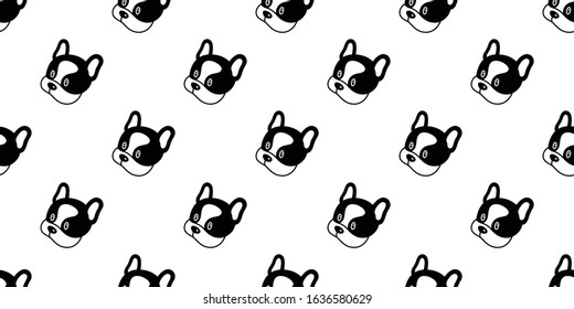 dog seamless pattern french bulldog vector pet puppy animal scarf isolated repeat wallpaper tile background cartoon doodle illustration design
