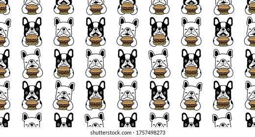 dog seamless pattern french bulldog vector hamburger food puppy pet repeat wallpaper scarf isolated cartoon doodle tile background illustration design