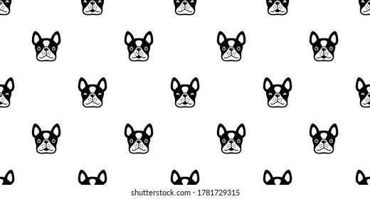 dog seamless pattern french bulldog vector face head pet puppy animal scarf isolated repeat wallpaper tile background cartoon illustration doodle design