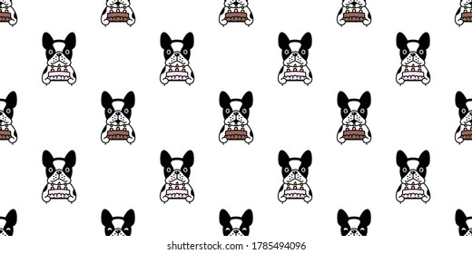 dog seamless pattern french bulldog vector birthday ckae pet puppy animal scarf isolated repeat wallpaper tile background cartoon illustration doodle design