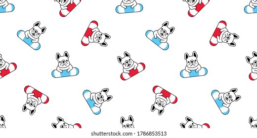 dog seamless pattern french bulldog swimming ring pool ocean beach pet puppy breed vector repeat wallpaper scarf isolated tile background cartoon animal doodle illustration white design