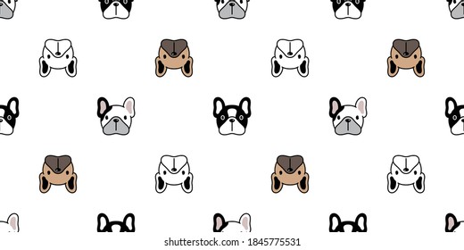 dog seamless pattern french bulldog vector face head pet puppy animal repeat wallpaper tile background scarf isolated cartoon illustration doodle design