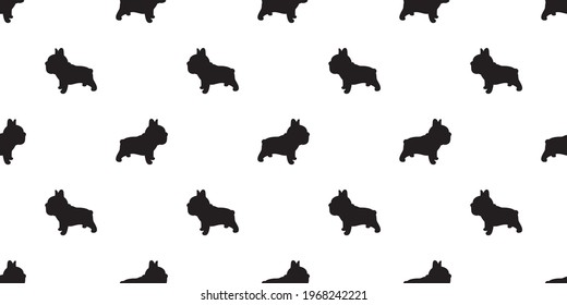 dog seamless pattern french bulldog vector footprint paw cartoon repeat wallpaper tile background scarf isolated illustration doodle silhouette design