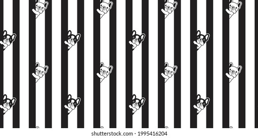 dog seamless pattern french bulldog vector striped footprint paw cartoon repeat wallpaper tile background scarf isolated illustration doodle design