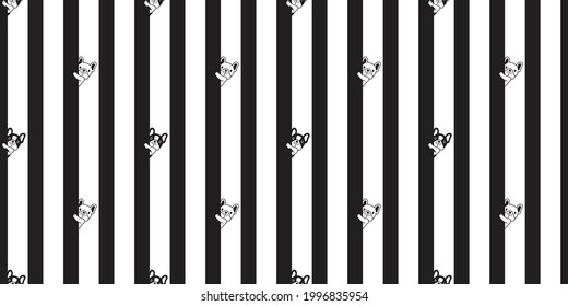 dog seamless pattern french bulldog vector striped footprint paw cartoon repeat wallpaper tile background scarf isolated illustration doodle silhouette design