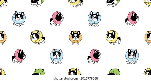 dog seamless pattern french bulldog collar vector pet puppy breed cartoon repeat wallpaper tile background scarf isolated doodle illustration design