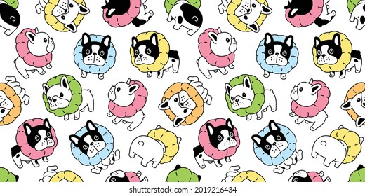 dog seamless pattern french bulldog collar vector pet puppy breed cartoon tile background repeat wallpaper doodle scarf isolated illustration design