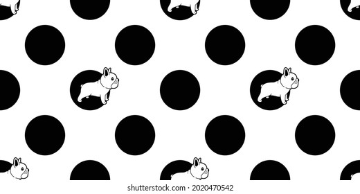 dog seamless pattern french bulldog polka dot vector bone pet puppy breed cartoon tile background repeat wallpaper scarf isolated illustration doodle design