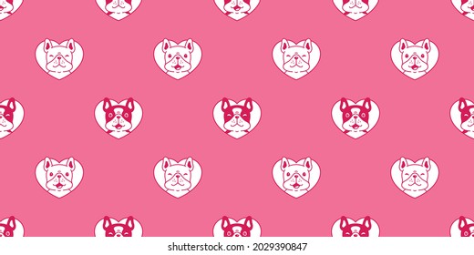 dog seamless pattern french bulldog vector heart valentine pet puppy breed cartoon tile background repeat wallpaper scarf isolated illustration doodle design