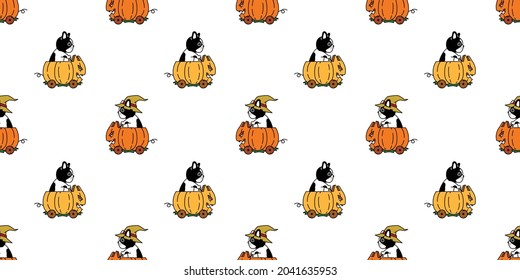 dog seamless pattern french bulldog Halloween pumpkin car riding puppy witch cartoon vector pet repeat wallpaper tile background gift wrapping paper doodle scarf isolated character illustration design