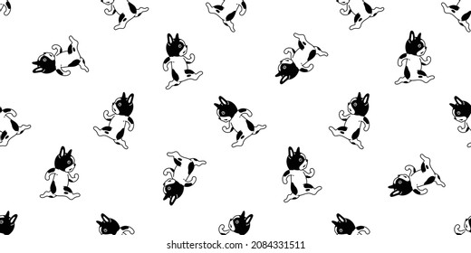 dog seamless pattern french bulldog running vector pet puppy breed cartoon repeat wallpaper doodle tile background scarf isolated illustration design