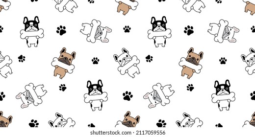 dog seamless pattern french bulldog paw footprint vector pet puppy breed cartoon repeat wallpaper doodle tile background illustration scarf design isolated