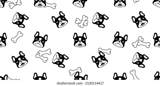 dog seamless pattern french bulldog vector puppy bone pet breed cartoon doodle tile background repeat wallpaper illustration design isolated