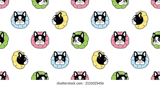 dog seamless pattern french bulldog collar vector puppy pet breed cartoon repeat wallpaper tile background doodle design illustration isolated