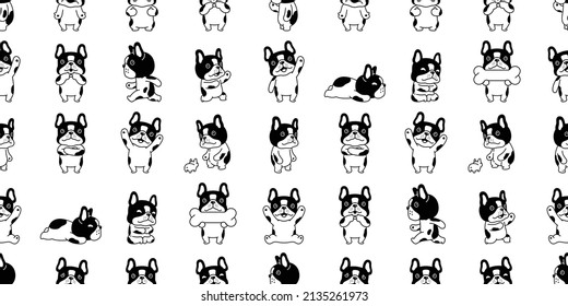 dog seamless pattern french bulldog vector puppy pet breed cartoon tile background repeat wallpaper isolated doodle design illustration