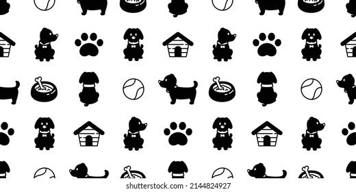 dog seamless pattern french bulldog vector footprint paw pet food bowl puppy house breed character cartoon repeat wallpaper isolated tile background gift wrapping paper doodle illustration design clip