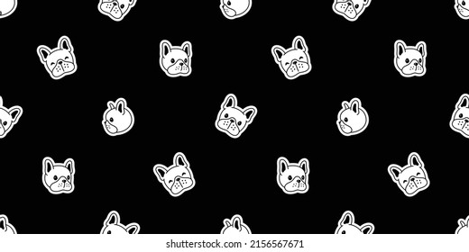 dog seamless pattern french bulldog head face vector pet puppy breed cartoon repeat wallpaper doodle tile background illustration design black isolated