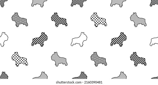 dog seamless pattern french bulldog vector pet puppy polka dot checked cartoon repeat wallpaper doodle tile background illustration scarf design isolated