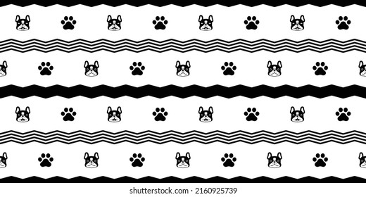 dog seamless pattern french bulldog paw footprint zigzag vector pet puppy breed cartoon repeat wallpaper doodle tile background illustration design isolated