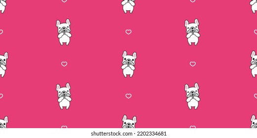 dog seamless pattern french bulldog heart valentine vector cartoon puppy pet tile background gift wrapping paper scarf isolated repeat wallpaper doodle character illustration pink design