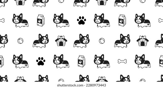 dog seamless pattern french bulldog cartoon pet toy illustration