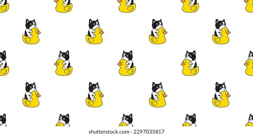 dog seamless pattern french bulldog duck rubber swimming ring inflatable pet puppy vector cartoon gift wrapping paper doodle tile background repeat wallpaper scarf isolated illustration design