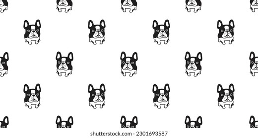 dog seamless pattern french bulldog sitting vector pet puppy cartoon gift wrapping paper tile background repeat wallpaper doodle scarf isolated illustration design