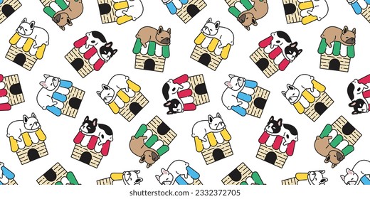 dog seamless pattern french bulldog sleeping pet puppy house cat kitten vector breed cartoon doodle gift wrapping paper tile background repeat wallpaper illustration design isolated