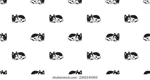 dog seamless pattern french bulldog sleeping cartoon puppy vector pet bread footprint paw doodle gift wrapping paper tile background repeat wallpaper scarf isolated illustration design