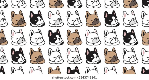 dog seamless pattern french bulldog cartoon puppy sleeping vector pet bread footprint paw doodle gift wrapping paper tile background repeat wallpaper scarf isolated illustration design