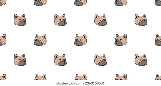 dog seamless pattern french bulldog face head cartoon brown puppy vector pet doodle gift wrapping paper repeat wallpaper tile background scarf isolated illustration design