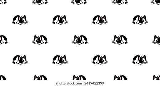 dog seamless pattern french bulldog hungry face head sleeping vector cartoon puppy pet doodle gift wrapping paper tile background repeat wallpaper illustration design scarf isolated