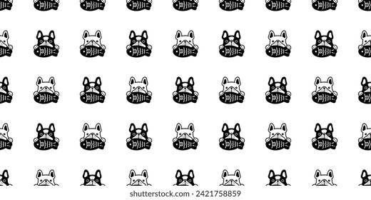 dog seamless pattern french bulldog taiyaki vector cartoon puppy pet japan food doodle gift wrapping paper tile background repeat wallpaper illustration design scarf isolated