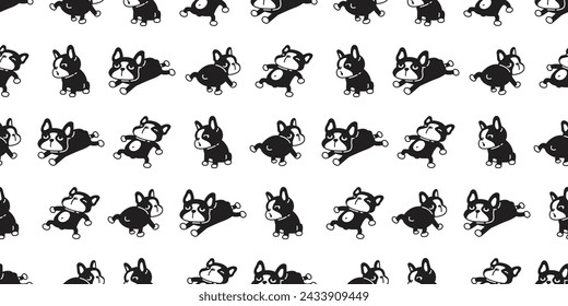 dog seamless pattern french bulldog puppy vector pet cartoon doodle gift wrapping paper tile background repeat wallpaper illustration scarf isolated design